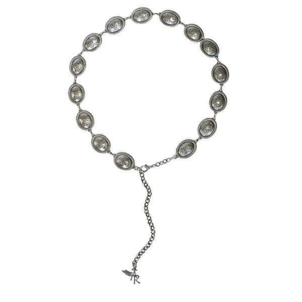 ANGEL RANCH WOMENS SILVER FLORAL  CONCHO CHAIN BELT D140005136