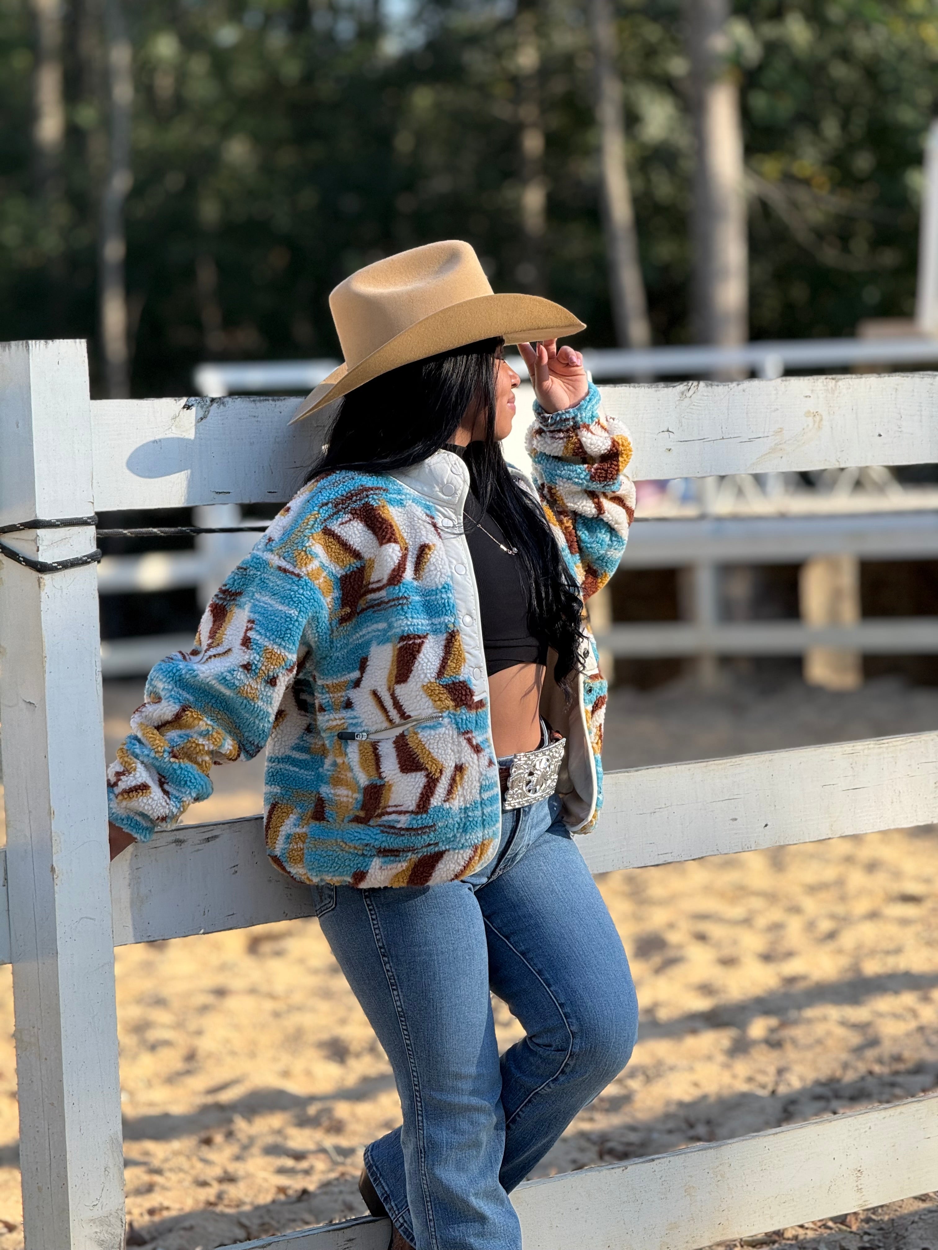 Chaqueta polar azteca negra para mujer Rock&amp;Roll 