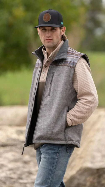 HOOEY MENS SOFT-SHELL VEST GRAY  HV104AZGY