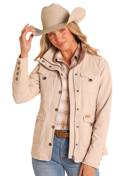 CHAQUETA DE LONA DE ALGODÓN BEIGE PARA MUJER PANHANDLE SLIM DW92C04139