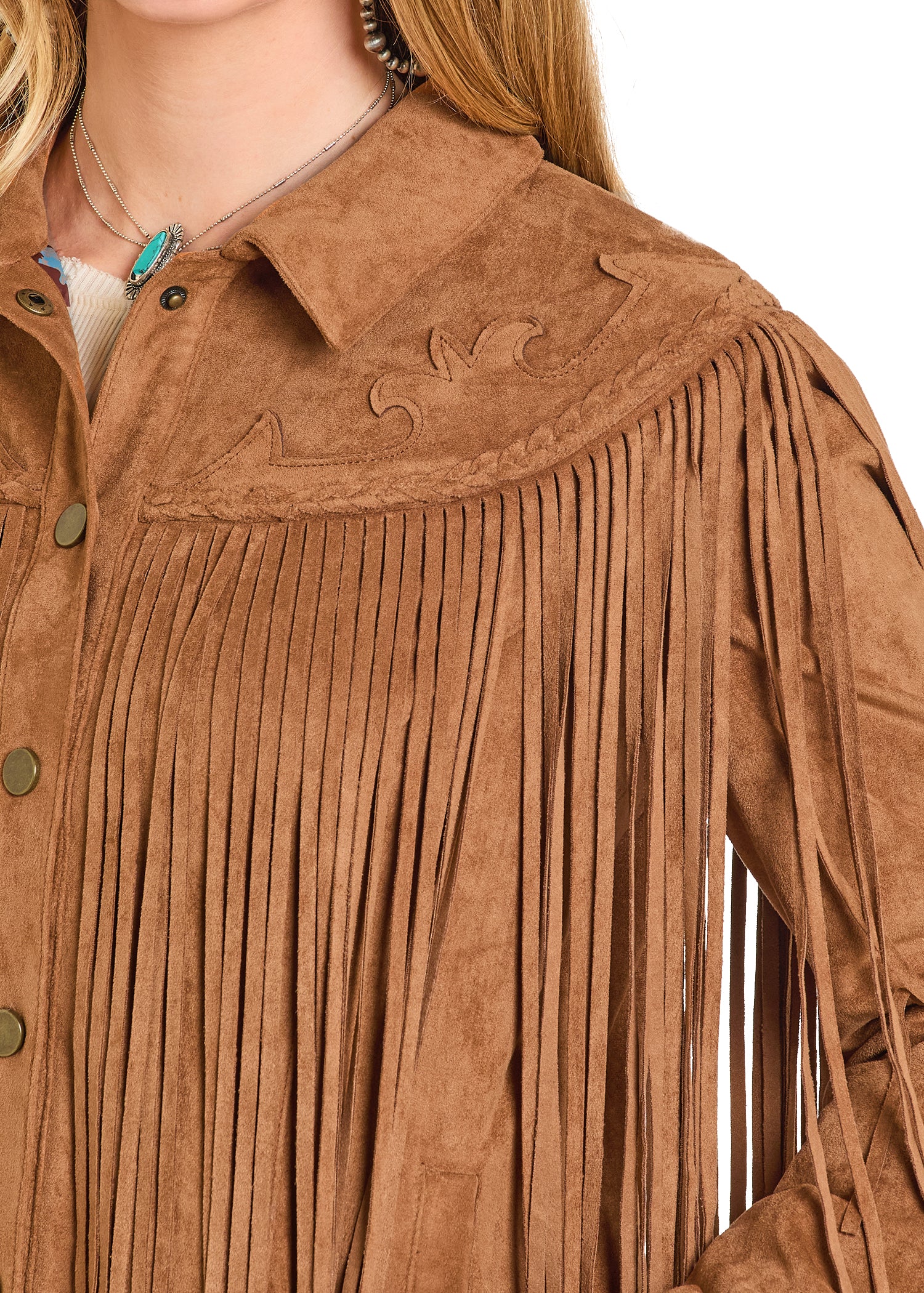 PANHANDLE  SLIM  WOMEN  JACKET  CAMEL FRINGE  SUEDE JACKET  DW92C06875