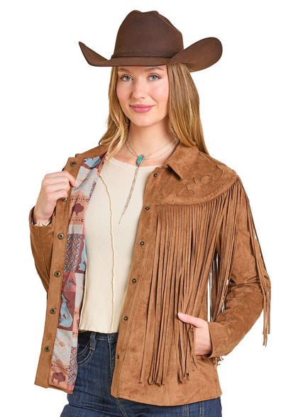CAZADORA DE MUJER PANHANDLE SLIM CAMEL CON FLECOS DE ANTE DW92C06875