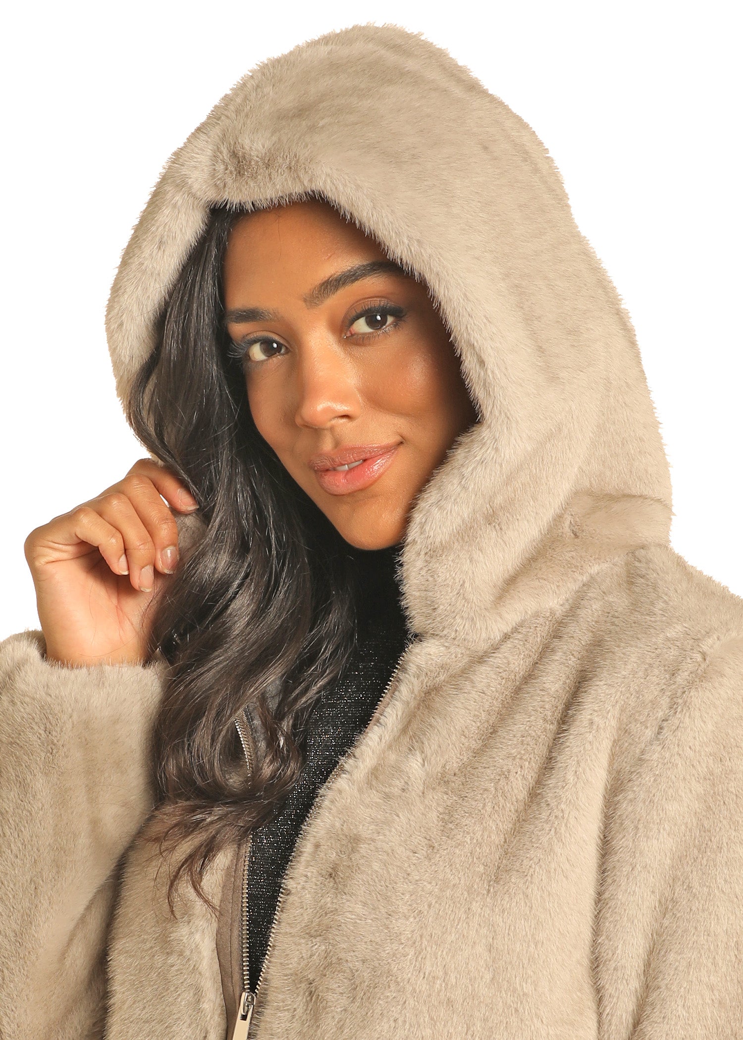 PANHANDLE TAUPE HOODED FUR DW93C04153