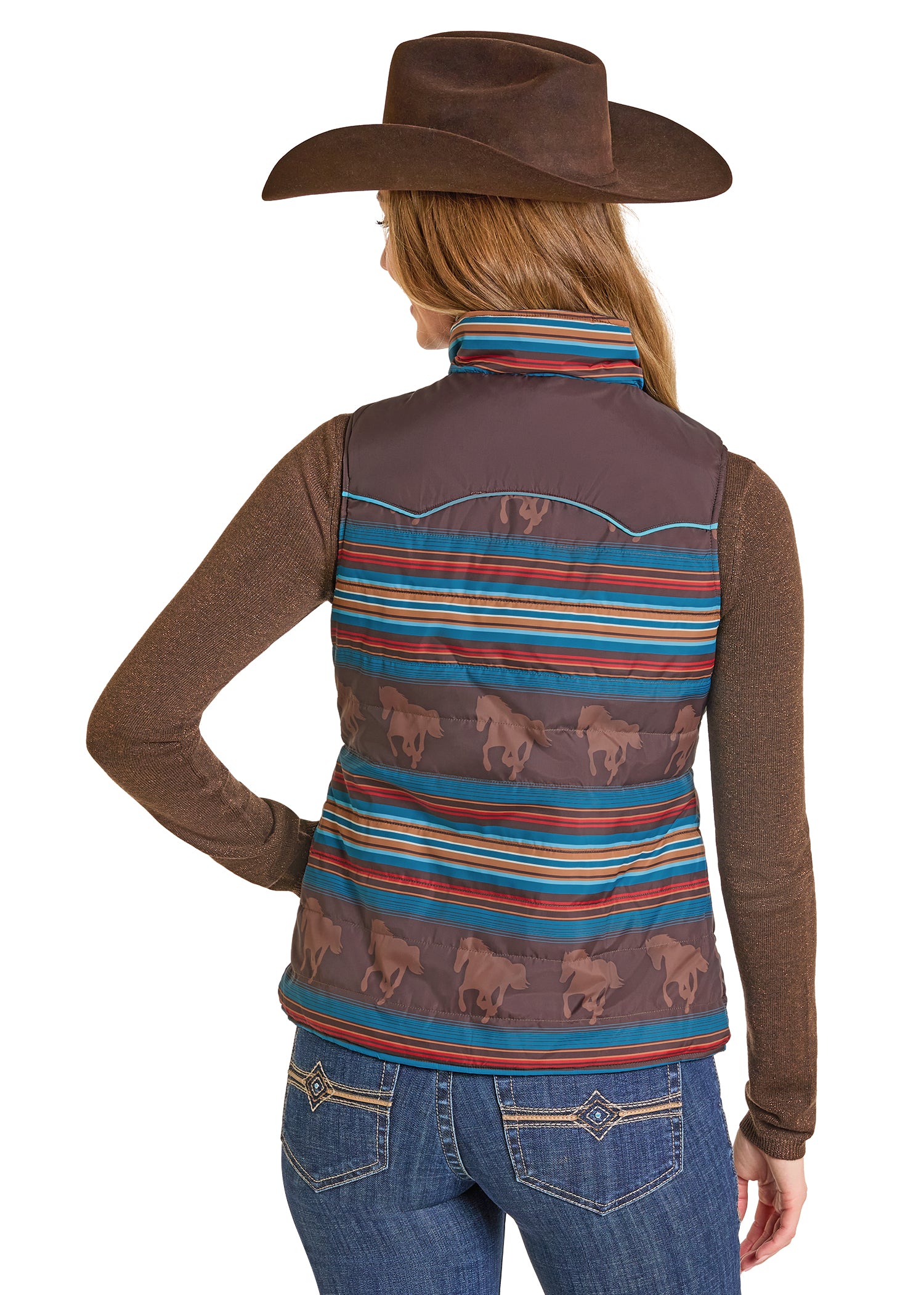 PANHANDLE SLIM WOMEN VEST CHOCOLATE REVERSIBLE PUFFER  VEST DW98C06850