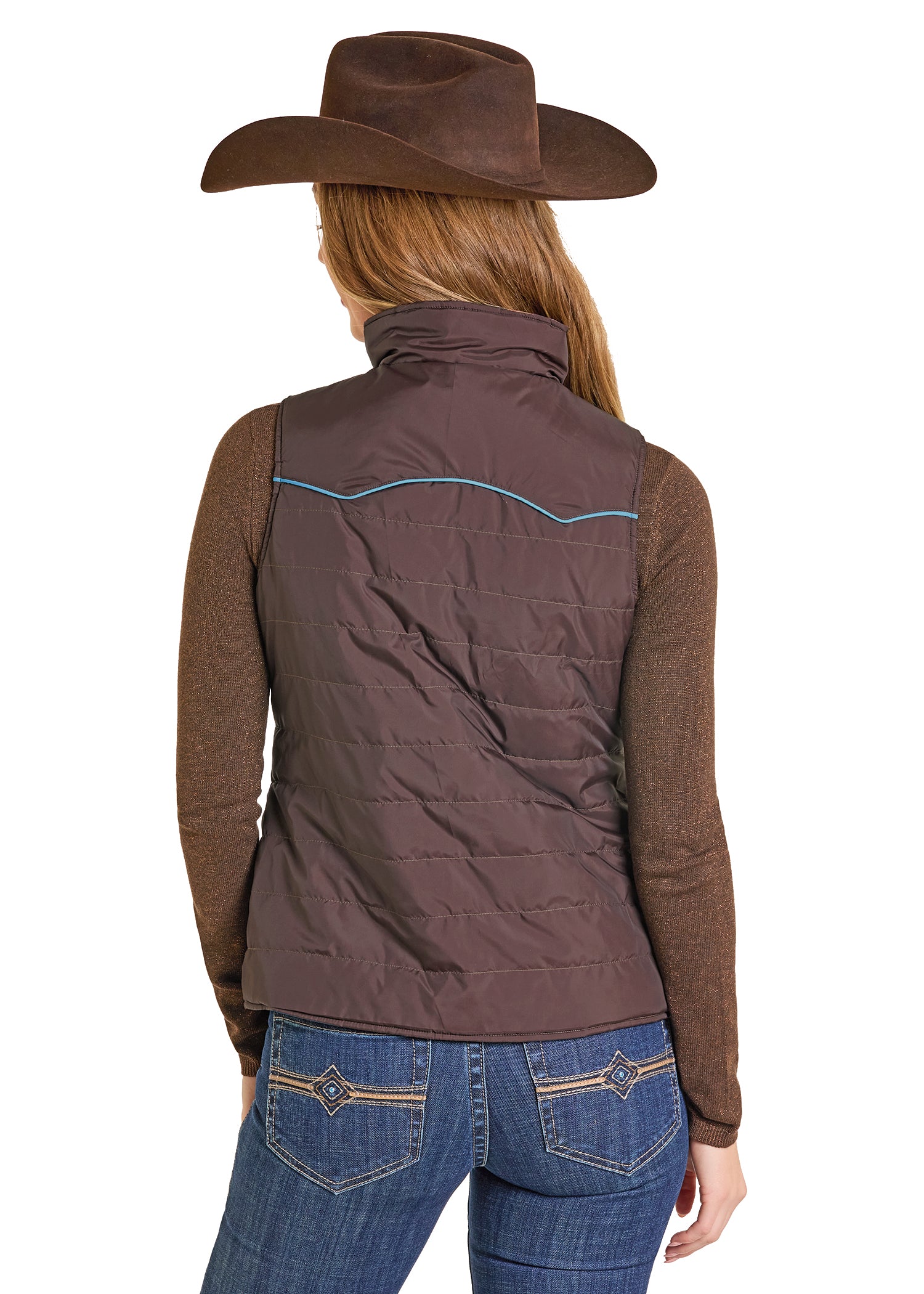 PANHANDLE SLIM WOMEN VEST CHOCOLATE REVERSIBLE PUFFER  VEST DW98C06850
