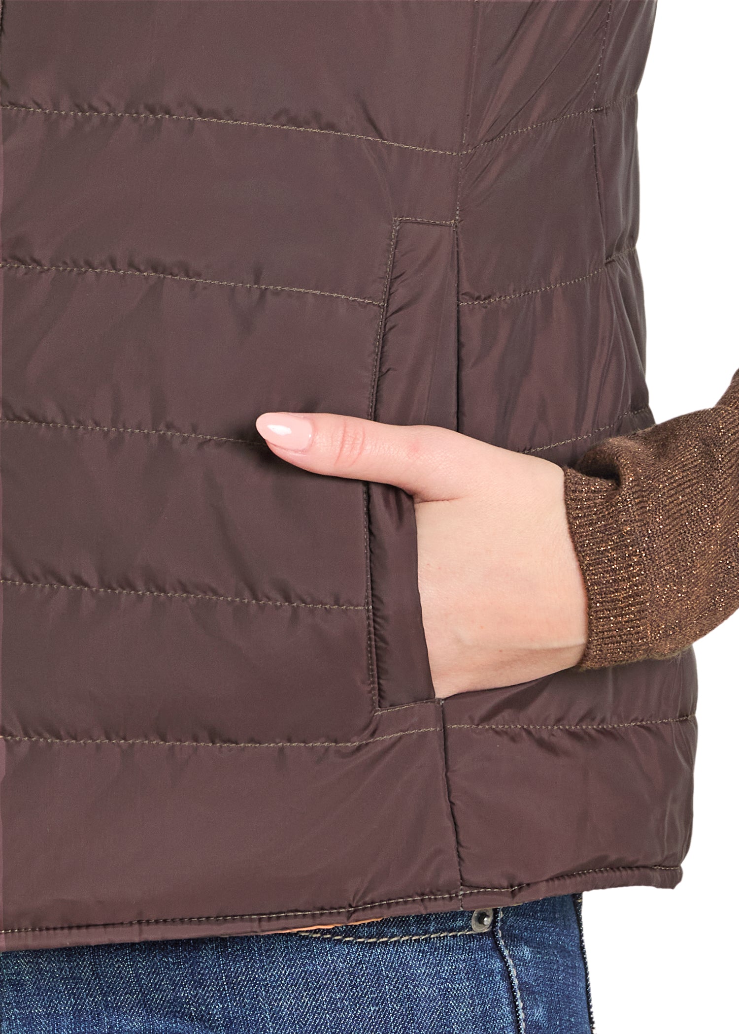 PANHANDLE SLIM WOMEN VEST CHOCOLATE REVERSIBLE PUFFER  VEST DW98C06850