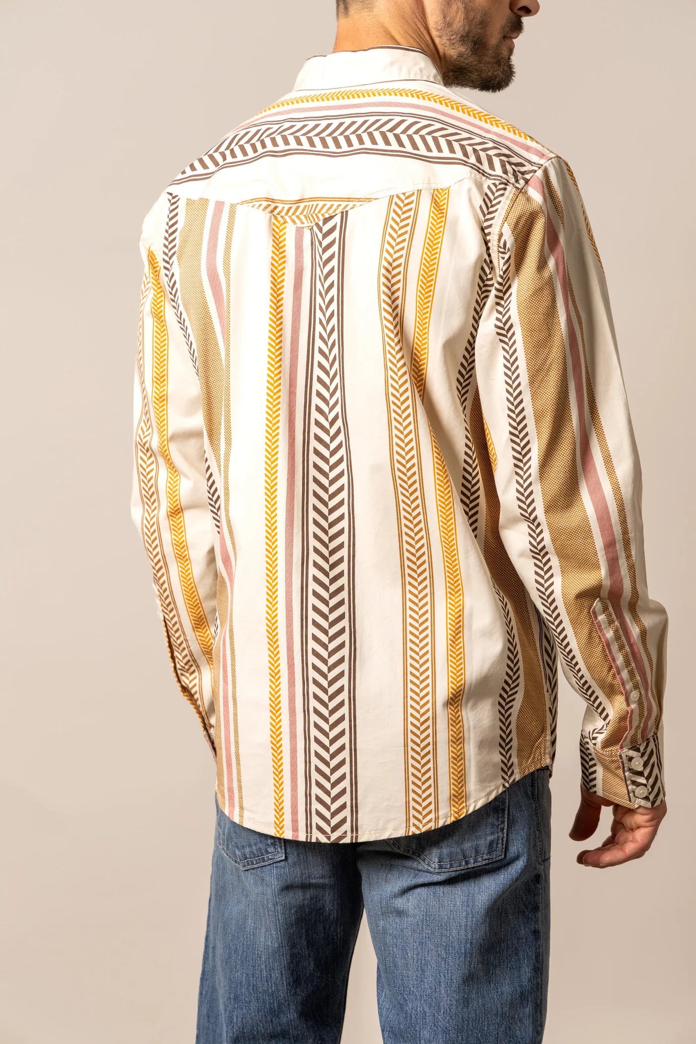 KIMES RANCH MEN DOUBLE TAP STRIPE NATURAL SHIRT