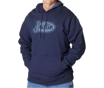SUDADERA CON CAPUCHA DE HOMBRE JUSTIN AZUL MARINO CON LOGO J-1468