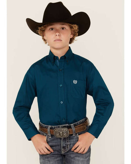 PANHANDLE BOYS SOLID TEAL SHIRT PBN2S04830