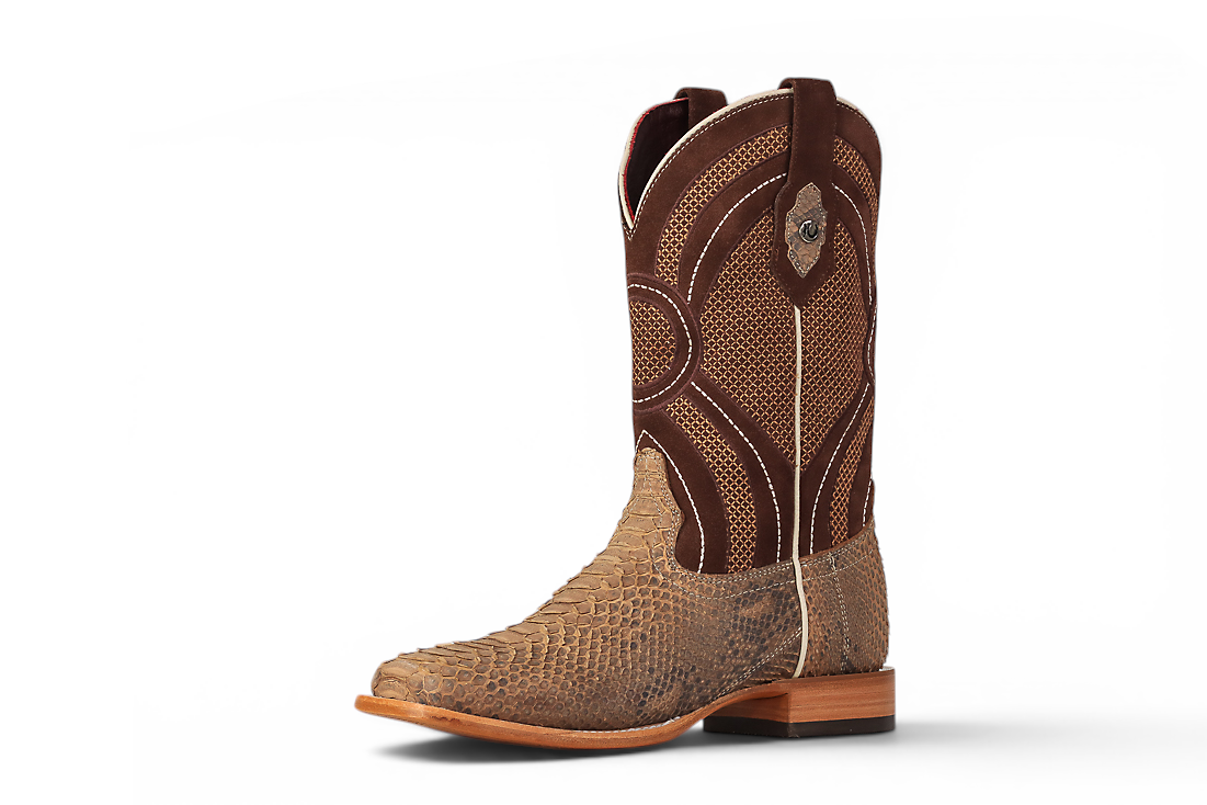 LA HERRADURA LH011 BOTAS DE HOMBRE EXÓTICAS-RANCHERA PITÓN ANTE BEIGE PUNTA CUADRADA EE