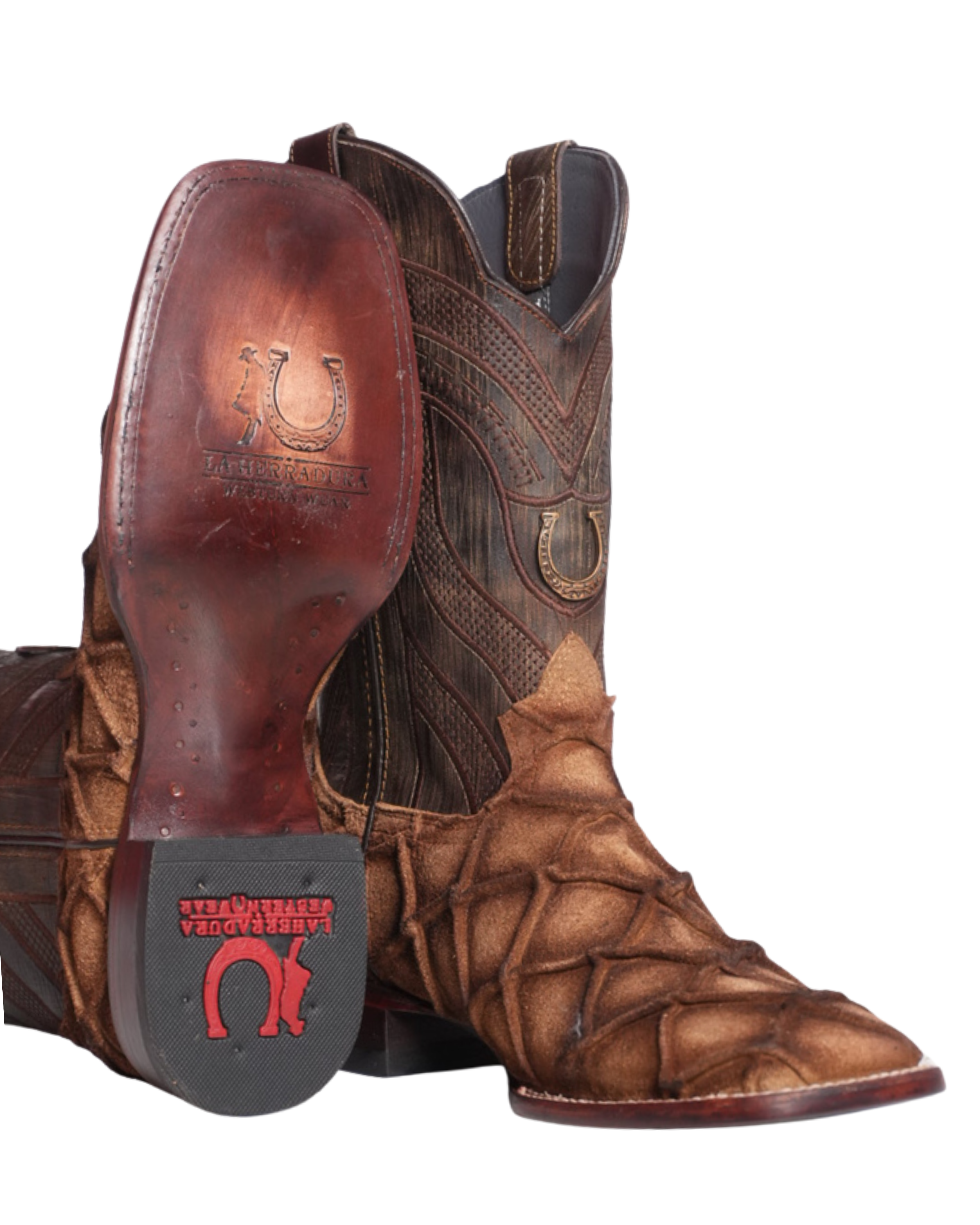BOTAS NUEVAS PARA HOMBRE LA HERRADURA DANIEL PIRARUCU DOBLILLADO GAM BEIGE PUNTA CUADRADA