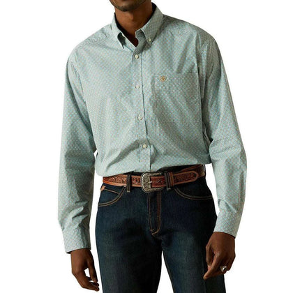 ARIAT MENS BANNER AQUA CLASSIC FIT PRINT SHIRT 10062206
