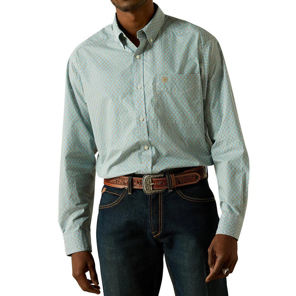 ARIAT BANNER AQUA CLASSIC FIT PRINT MENS SHIRT 10062206