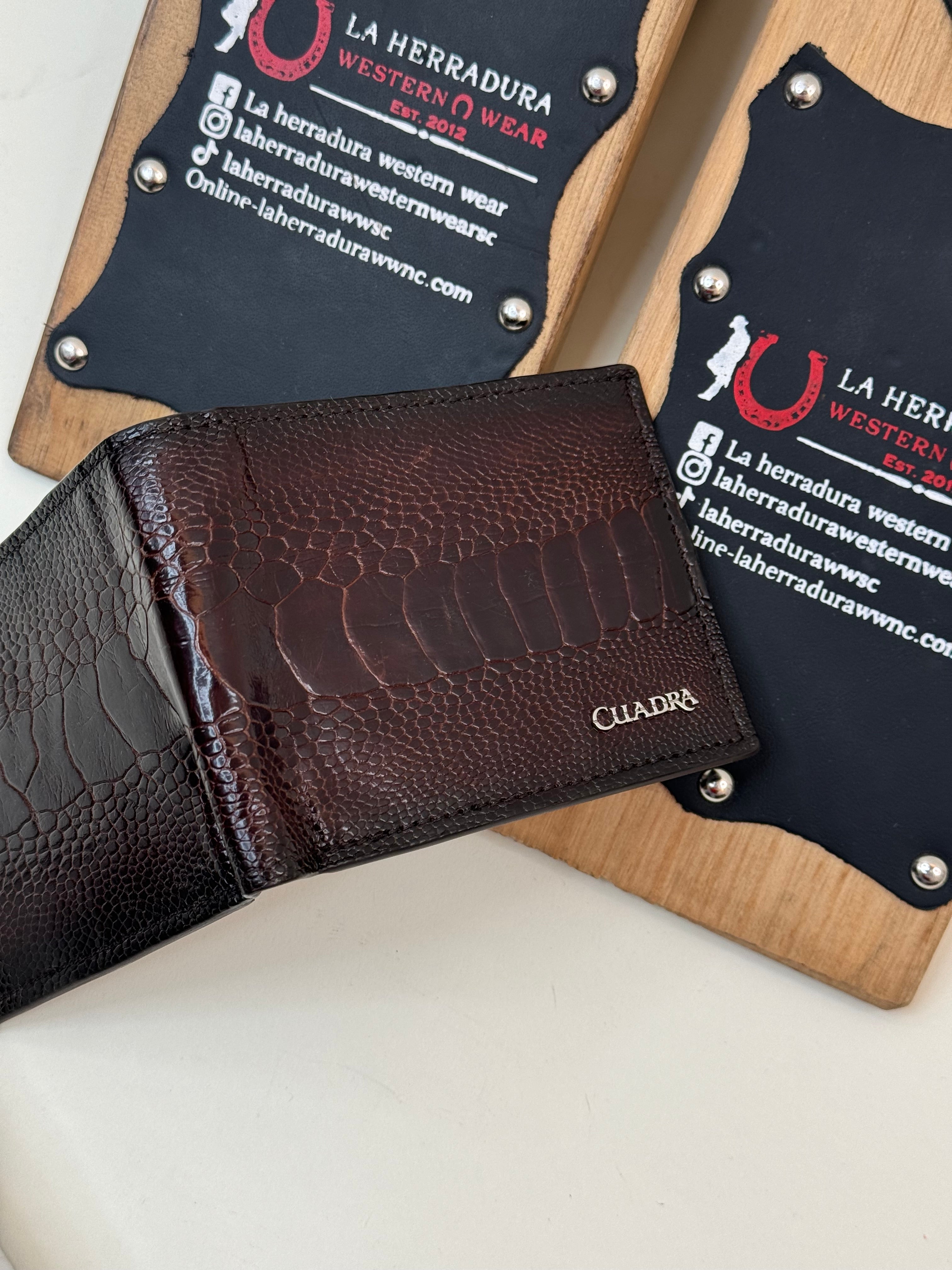 CUADRA EXOTIC OSTRICH LEG BROWN WALLET