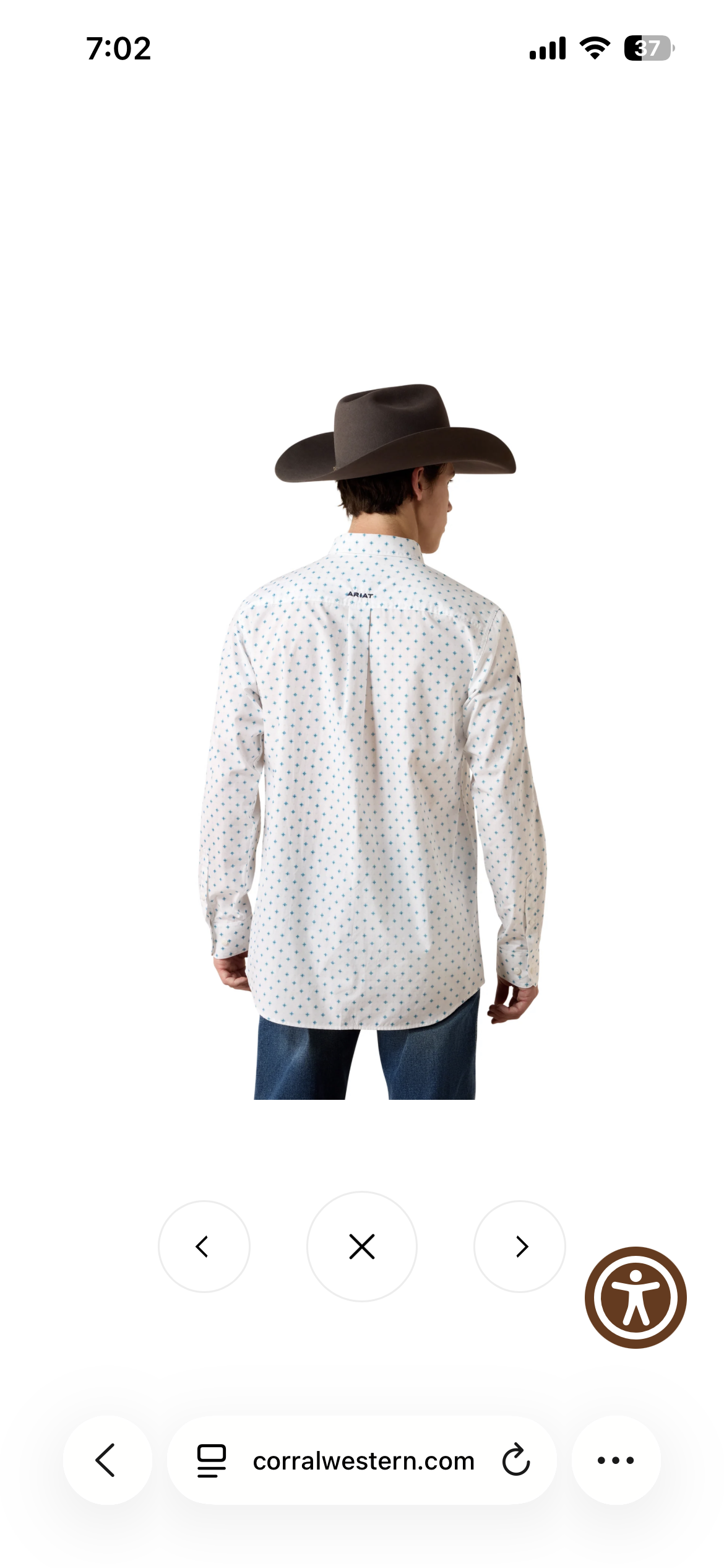 ARIAT MENS TEAM EMORY FTD LS SHRT WHITE MULTI GEO PRINT / MARITIME 10079415