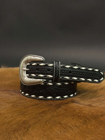 ARIAT BLACK HANDPRINT TOOLED BELT -A1033001