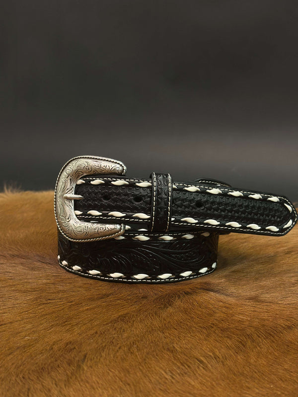 ARIAT BLACK HANDPRINT TOOLED BELT -A1033001