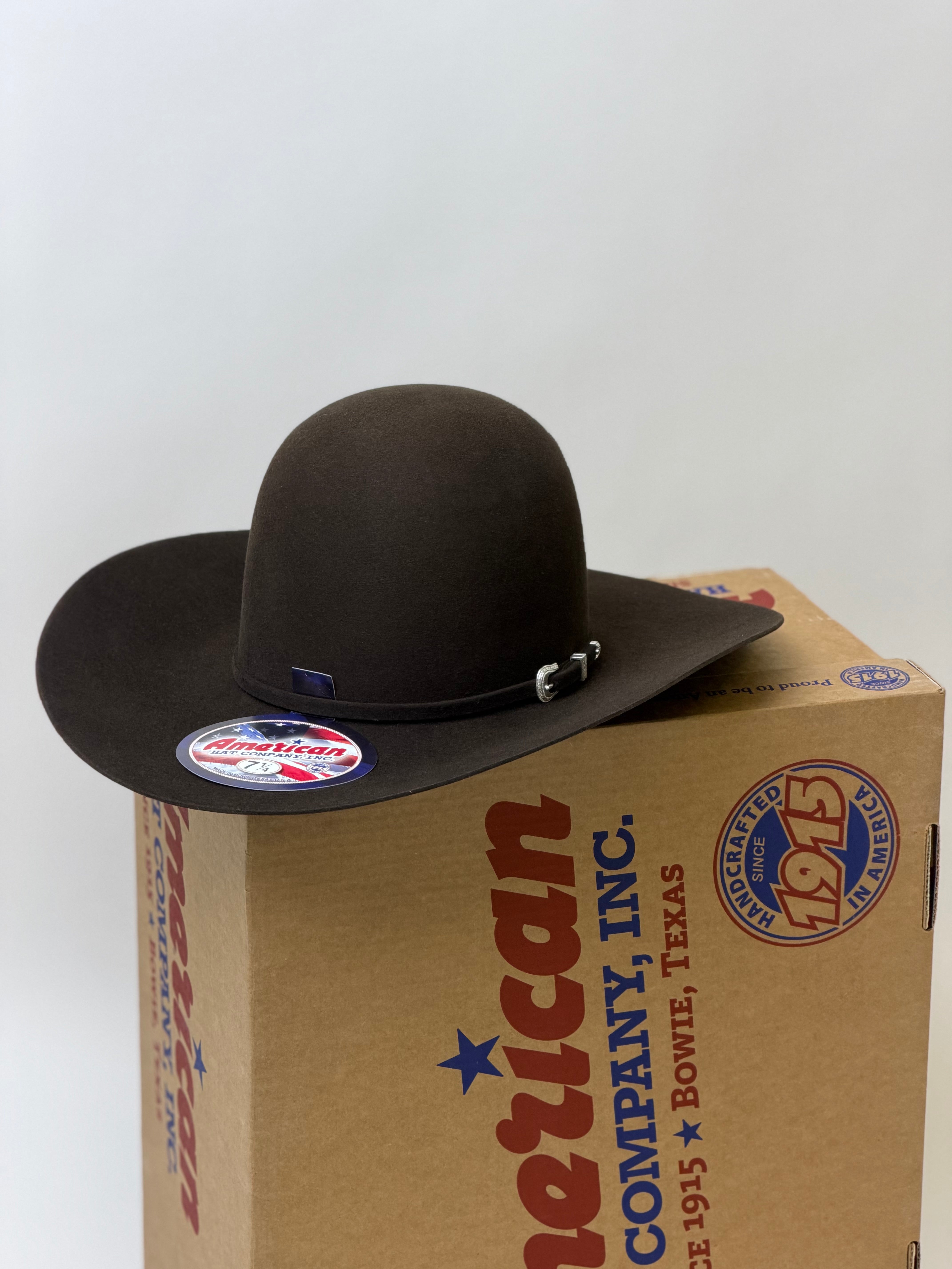 7X American Felt Hat Chocolate Open Crown