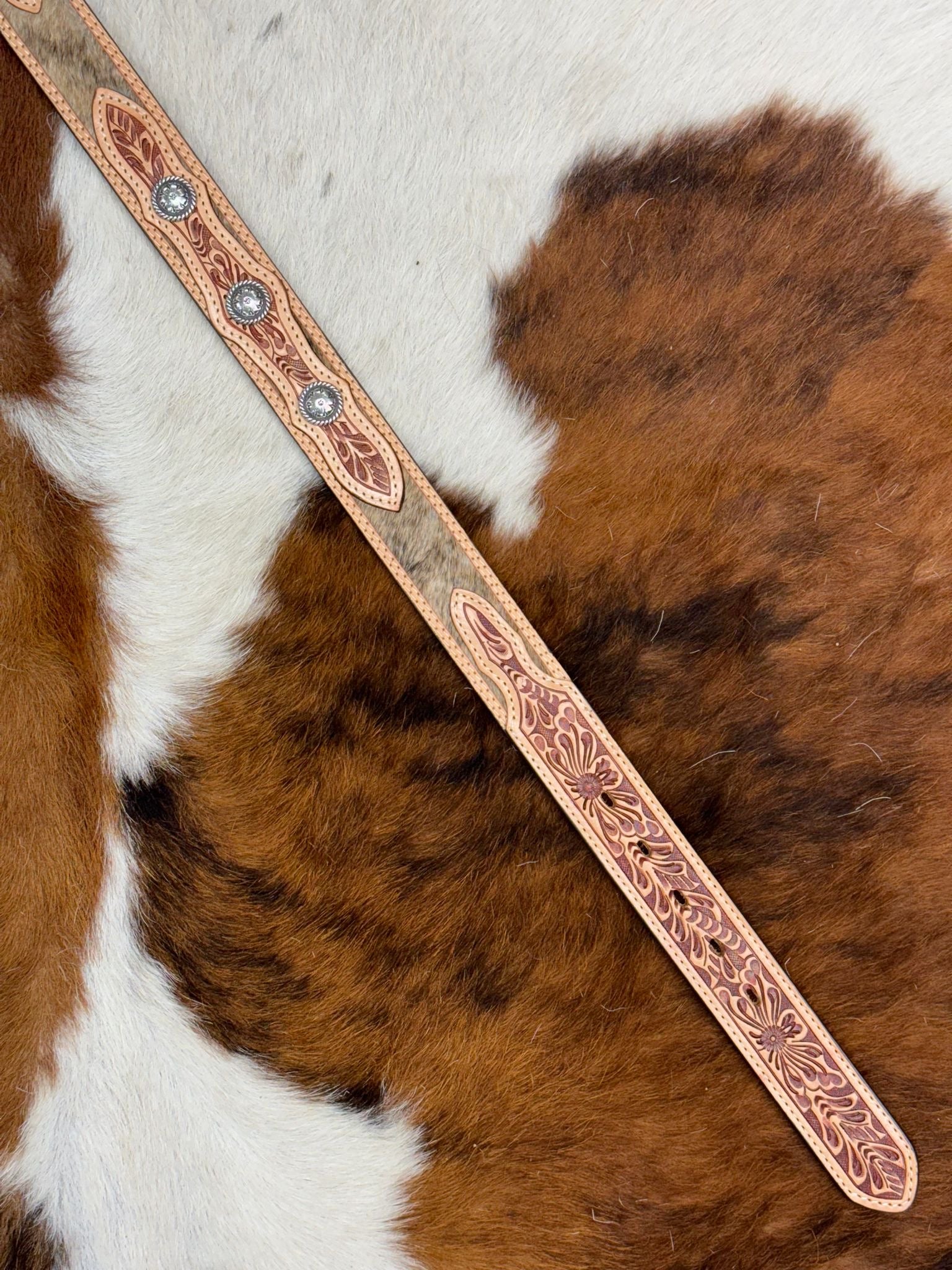 3D BELT COMPANY ORIX HAND TOOLED COWHIDE EMBELISH