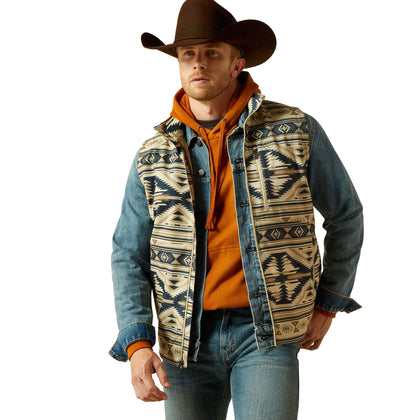 ARIAT CHALECO SOFTSHELL PARA HOMBRE, BLANCO PIMIENTA, LOGO SUROESTE 10062590