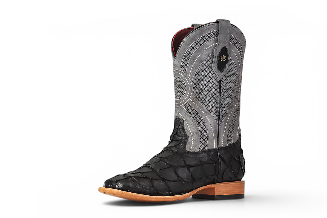 LA HERRADURA LH008 MEN’S BOOTS EXOTIC-RANCHERA FISH MATTE BLACK SQ-TOE EE