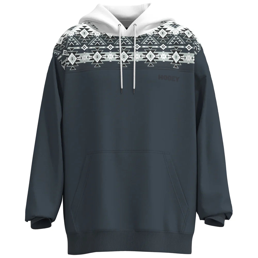 Hooey® Men's Hoodie "Ridge" White/Denim w/Aztec WHDE-M