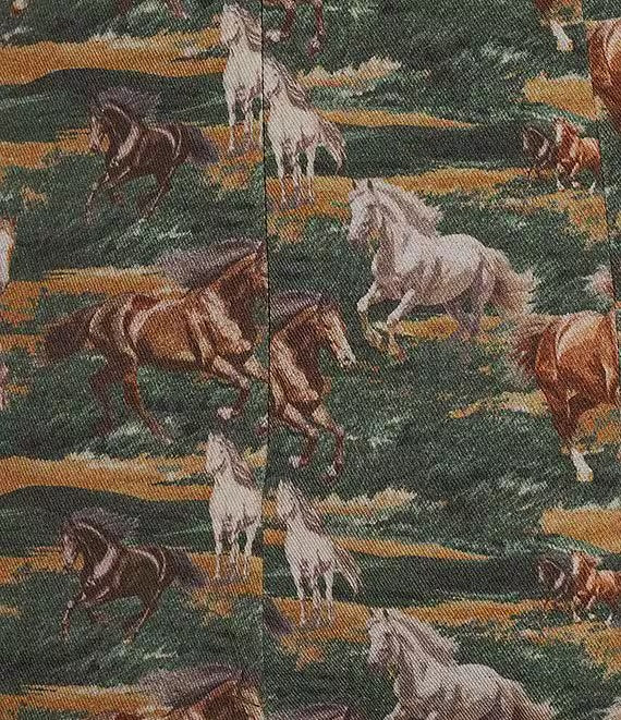 ROCK & ROLL WOMEN'S MOSS GREEN HORSE TAPESTRY DRESS - BWD0R08815