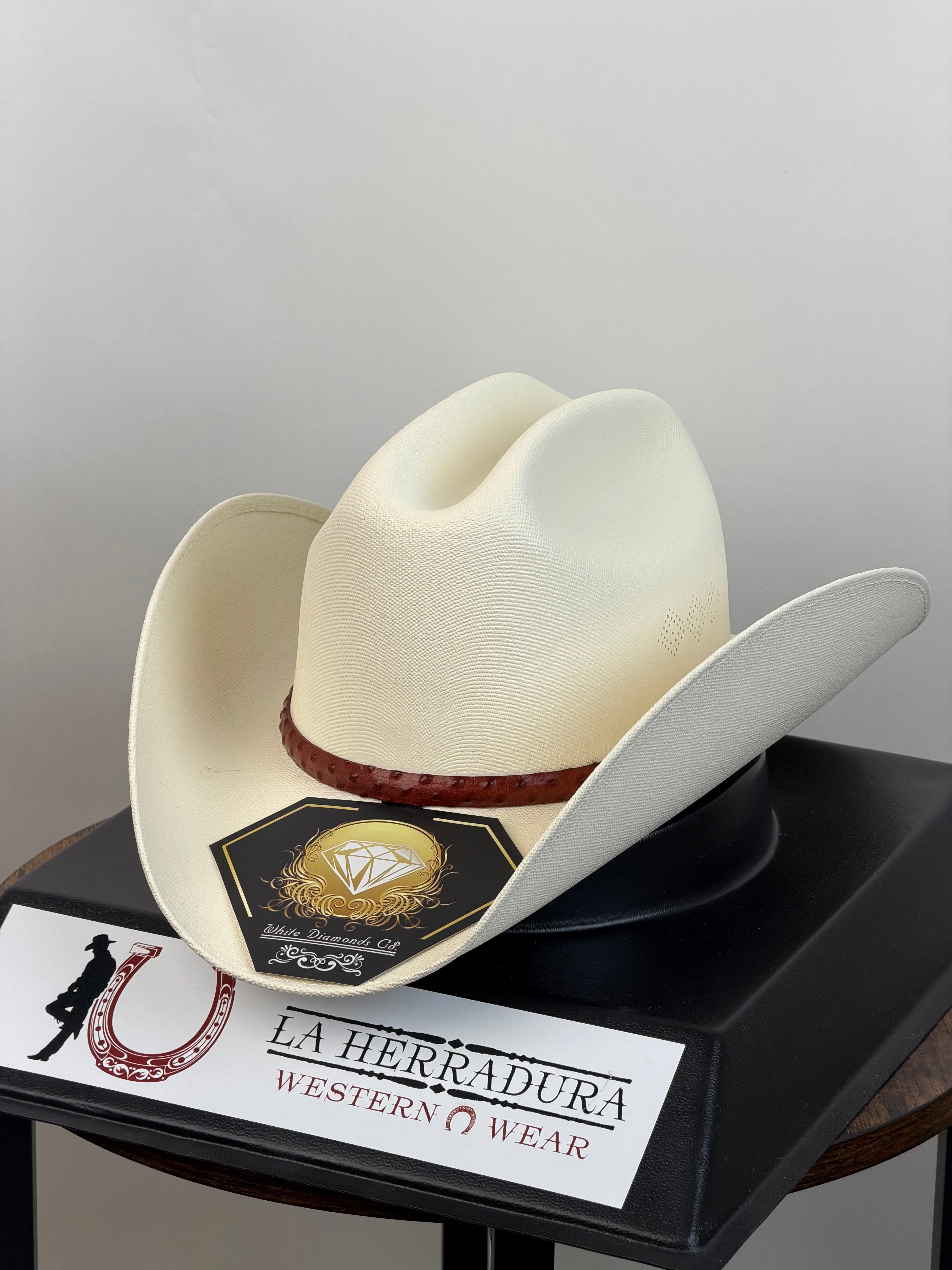 Kids White Diamond Brown Straw Hat Sinaloa Style