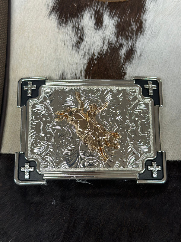 SQUARE POINT CROSS BULL RIDER BUCKLE
