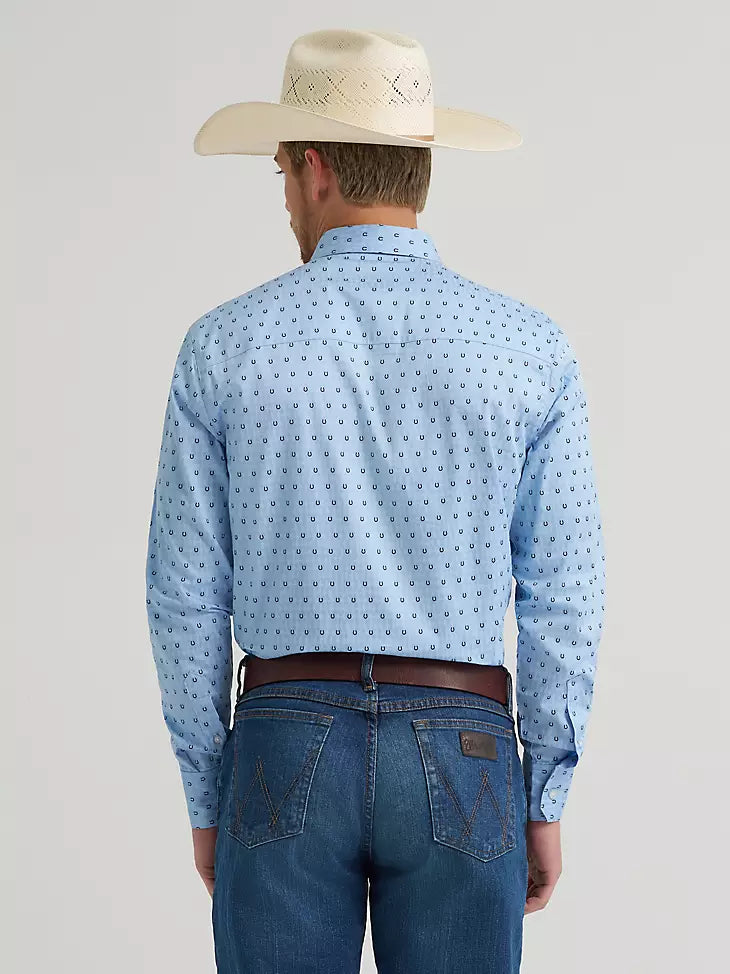 Wrangler Cody Johnson Blue Horseshoes Men’s shirt- 112378977