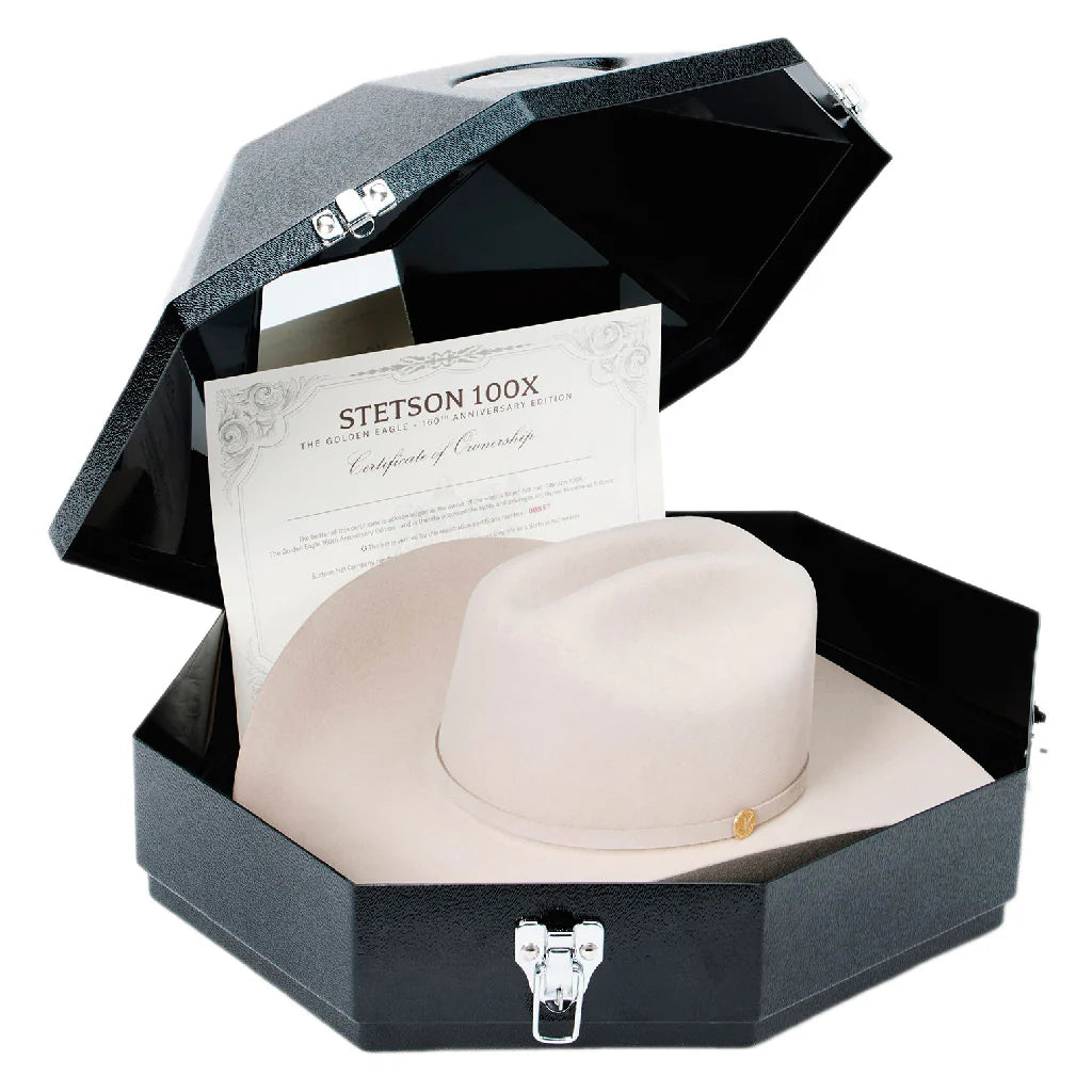 STETSON  100X THE GOLDEN EAGLE SILVERBELLY COPA ALTA PREMIUM FELT HAT