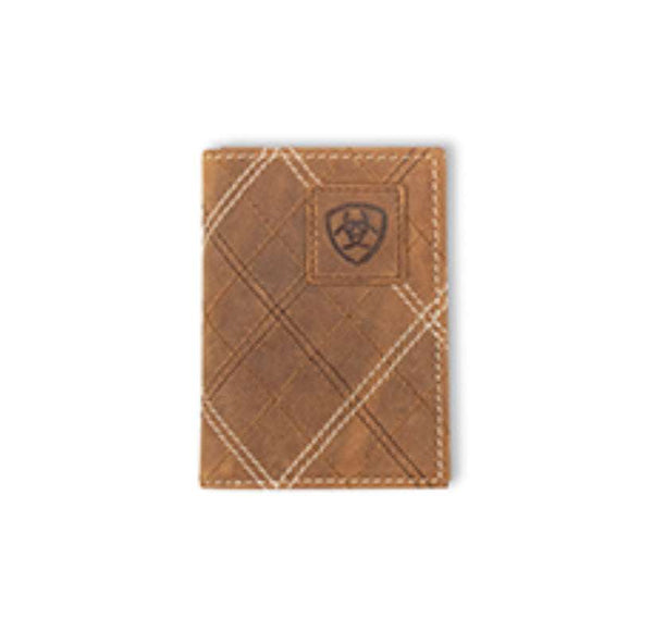 ARIAT BILLETERA DE HOMBRE TIPO CARTERA DE TRES PLIEGUES CON PARCHE DE PUNTO DE CRUZ A3563044