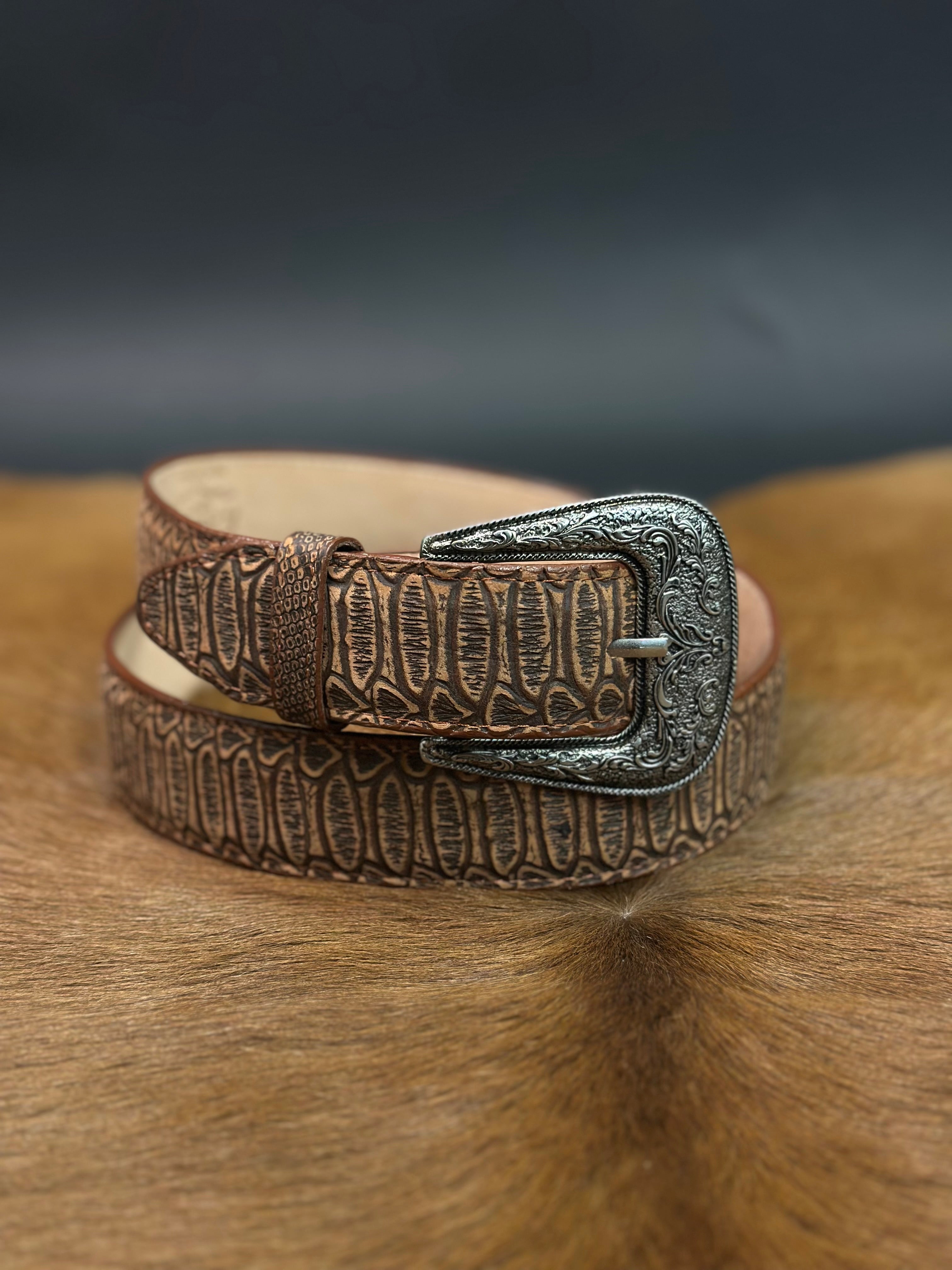 RAFAGA EXOTIC PYTHON ORANGE TAN UNISEX BELT