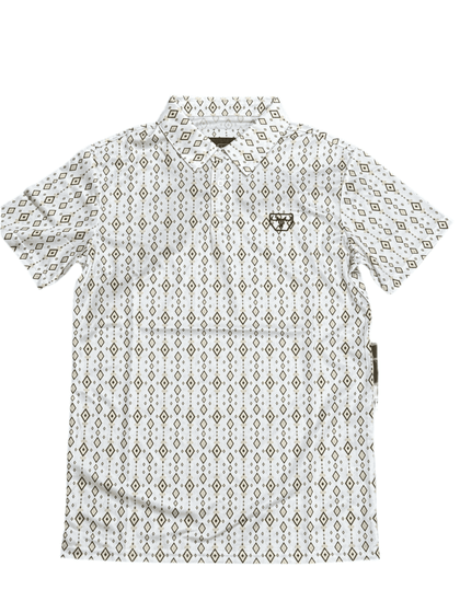 CAMISA DE MANGA CORTA MODERNA ELÁSTICA CON FOIL A LA MODA PARA HOMBRE PLATINI BLANCA - PGP11015