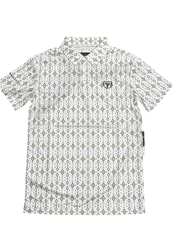 CAMISA DE MANGA CORTA MODERNA ELÁSTICA CON FOIL A LA MODA PARA HOMBRE PLATINI BLANCA - PGP11015