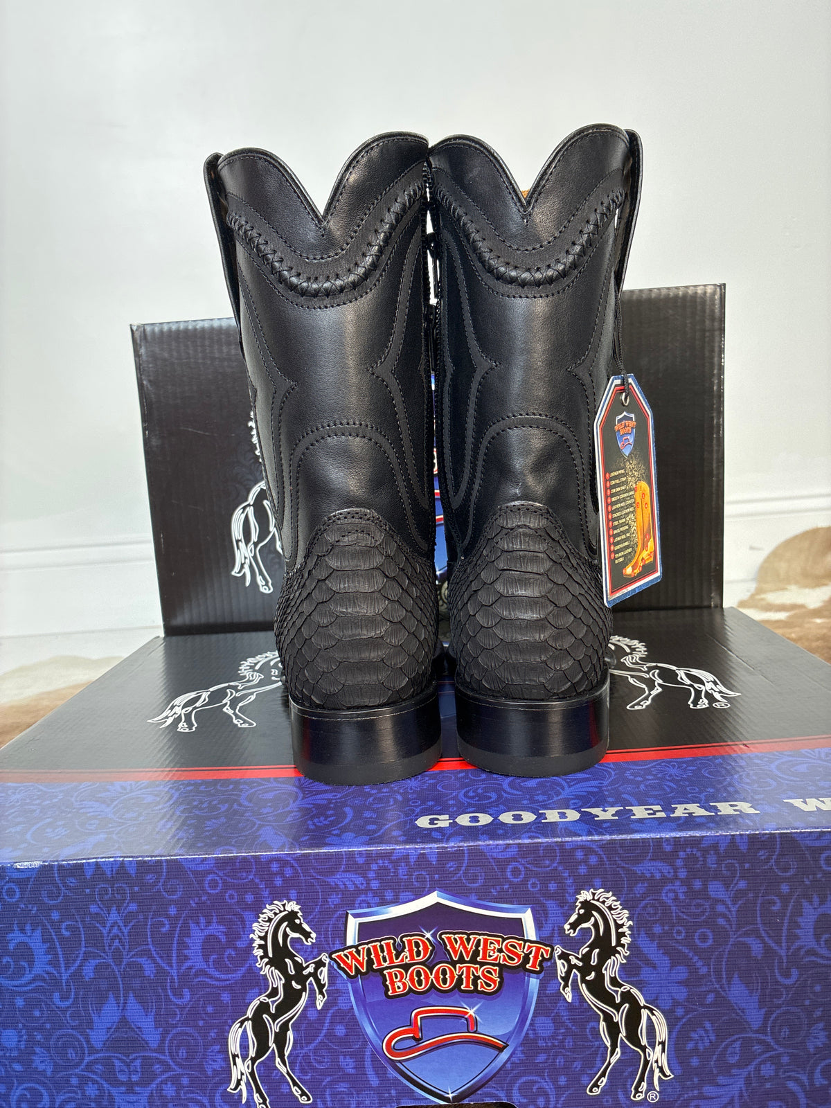 WILD WEST ROPER BOOT PYTHON NOBUCK BLACK 2691ZN5707