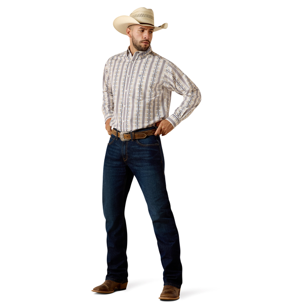 ARIAT MENS TEAM DANIEL LS SHRT WHITE MULTI SOUTHWEST /BLUE 10073627