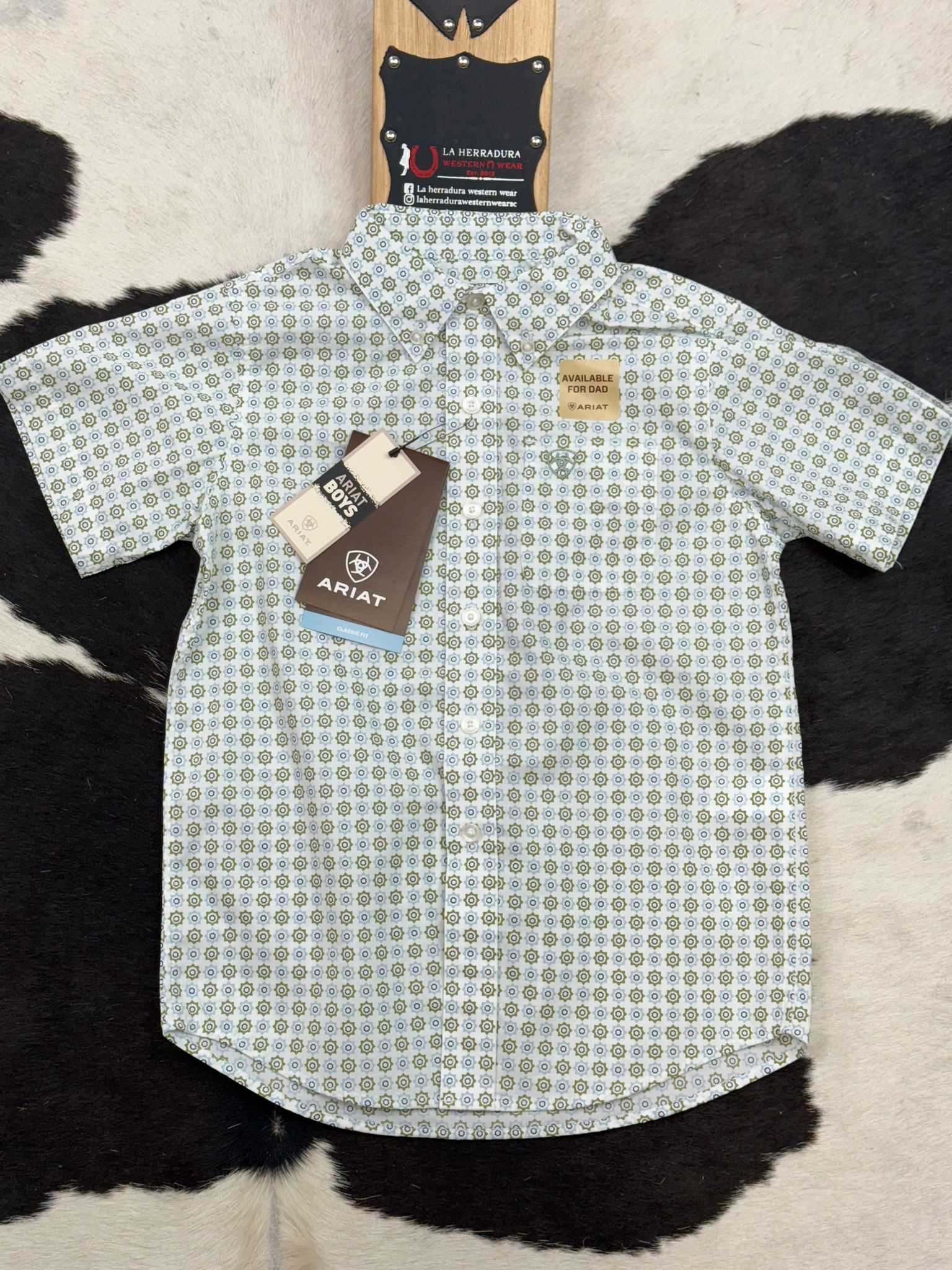 ARIAT BOYS EDUARDO GREEN SHORT SLEEVE SHIRT