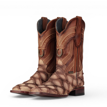 LA HERRADURA MENS DANIEL PIRARUCU DOBLILLADO GAM HUESO SQUARE TOE BOOT