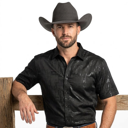 CAMISA M/CORTA LAMASINI  MICROFIBER/SPANDEX BLACK LAM4485