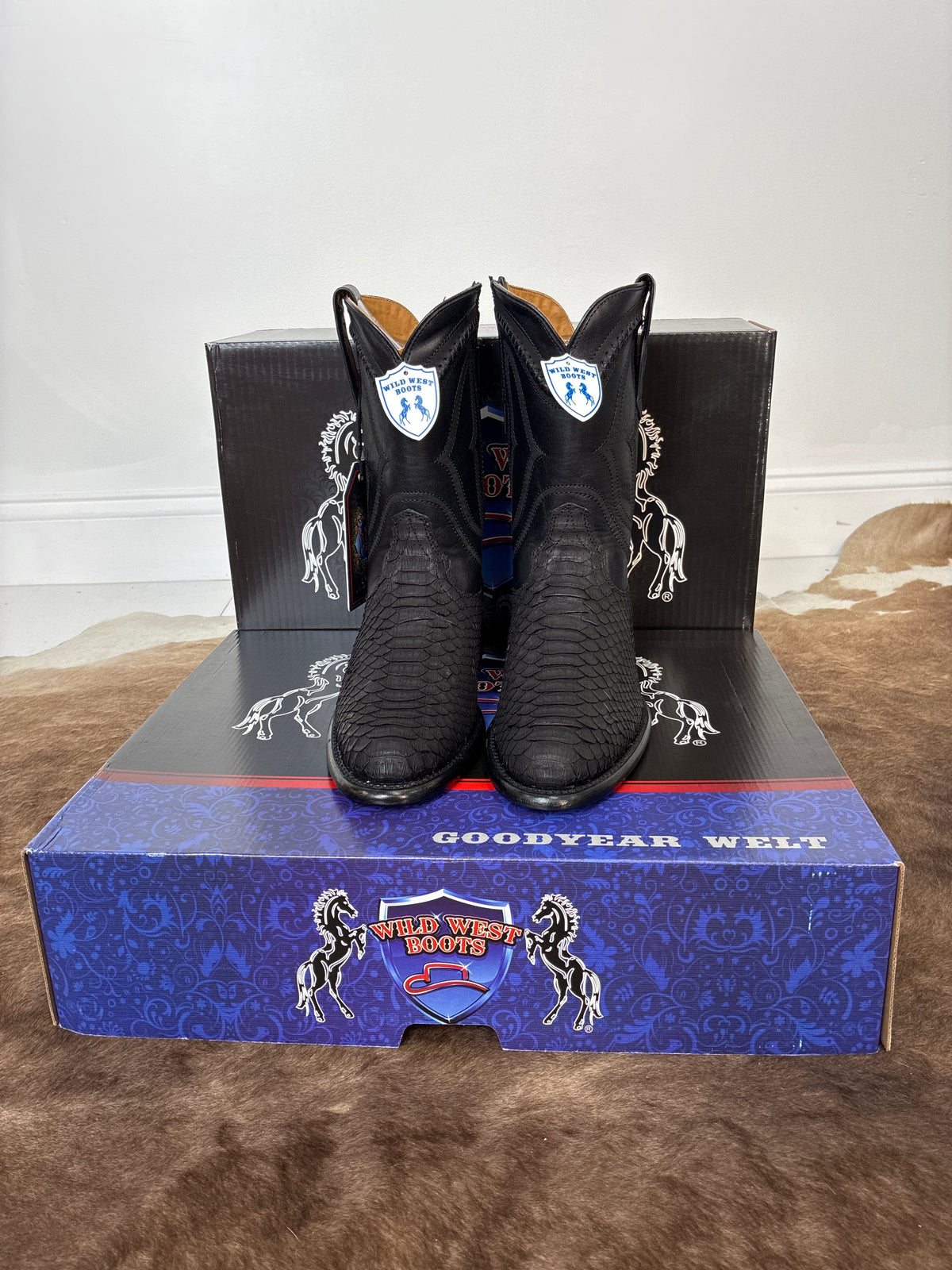 WILD WEST ROPER BOOT PYTHON NOBUCK BLACK 2691ZN5707