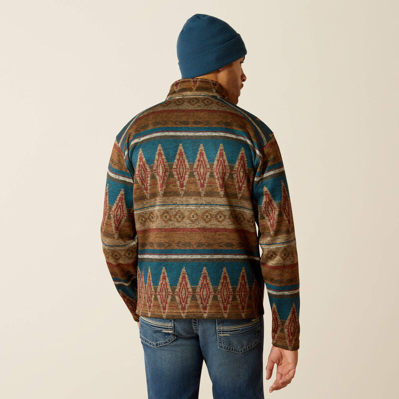 Ariat Caldwell Full Zip Men Sweater Oxford Tan Southwest Print - 2818