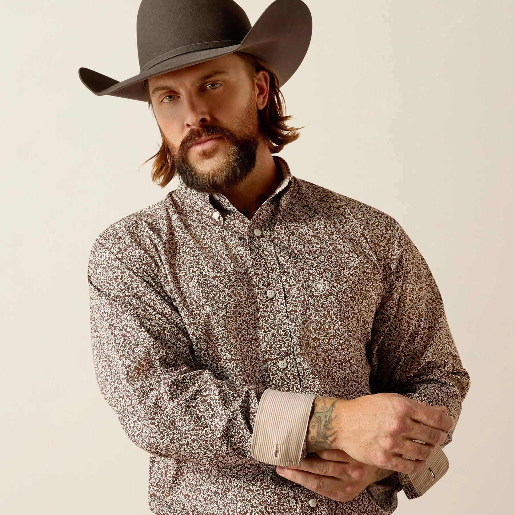 ARIAT CLASSIC WT GERARD BROWN LONG SLEEVE SHIRT-2376