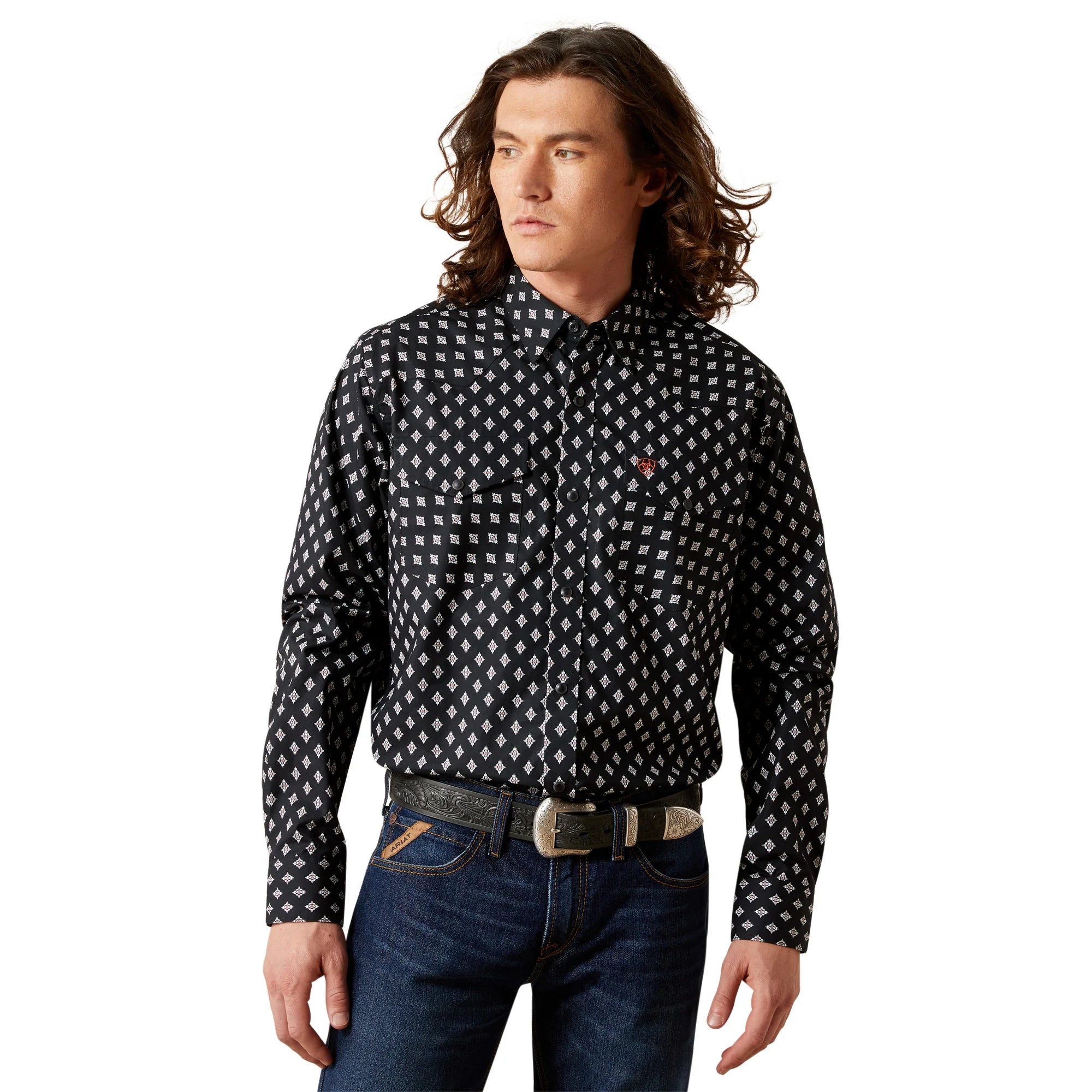 ARIAT MEN BLACK FELIX FTD SNP LS SHIRT-10065785