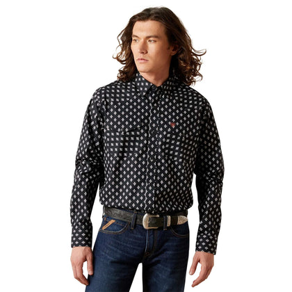 ARIAT MEN BLACK FELIX FTD SNP LS SHIRT-10065785