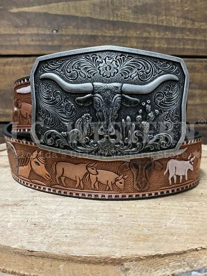 NOCONA WOMENS TAN FARM AMINAL PRINT BELT N320008102