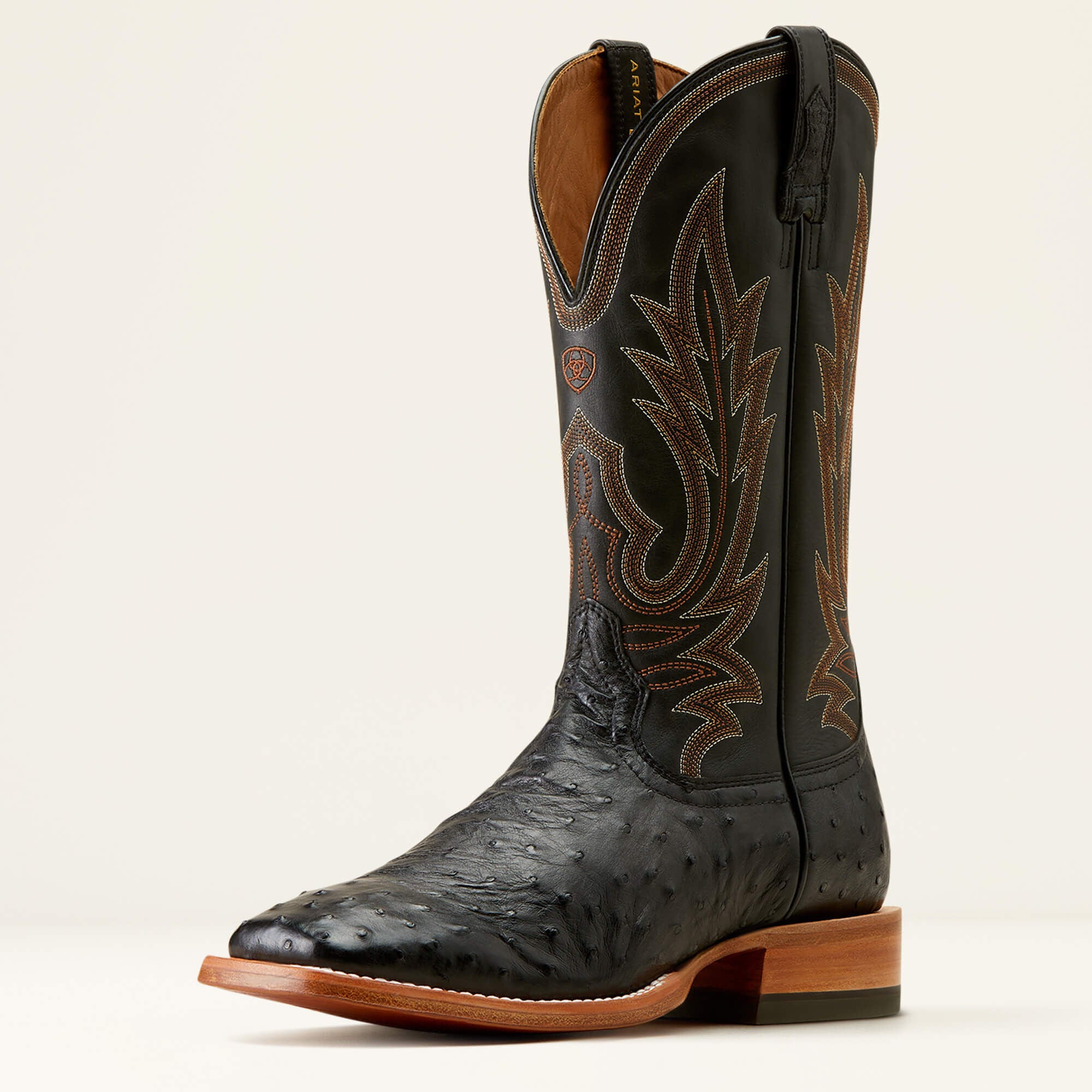 MENS ARIAT BLACK FULL QUILL OSTRICH