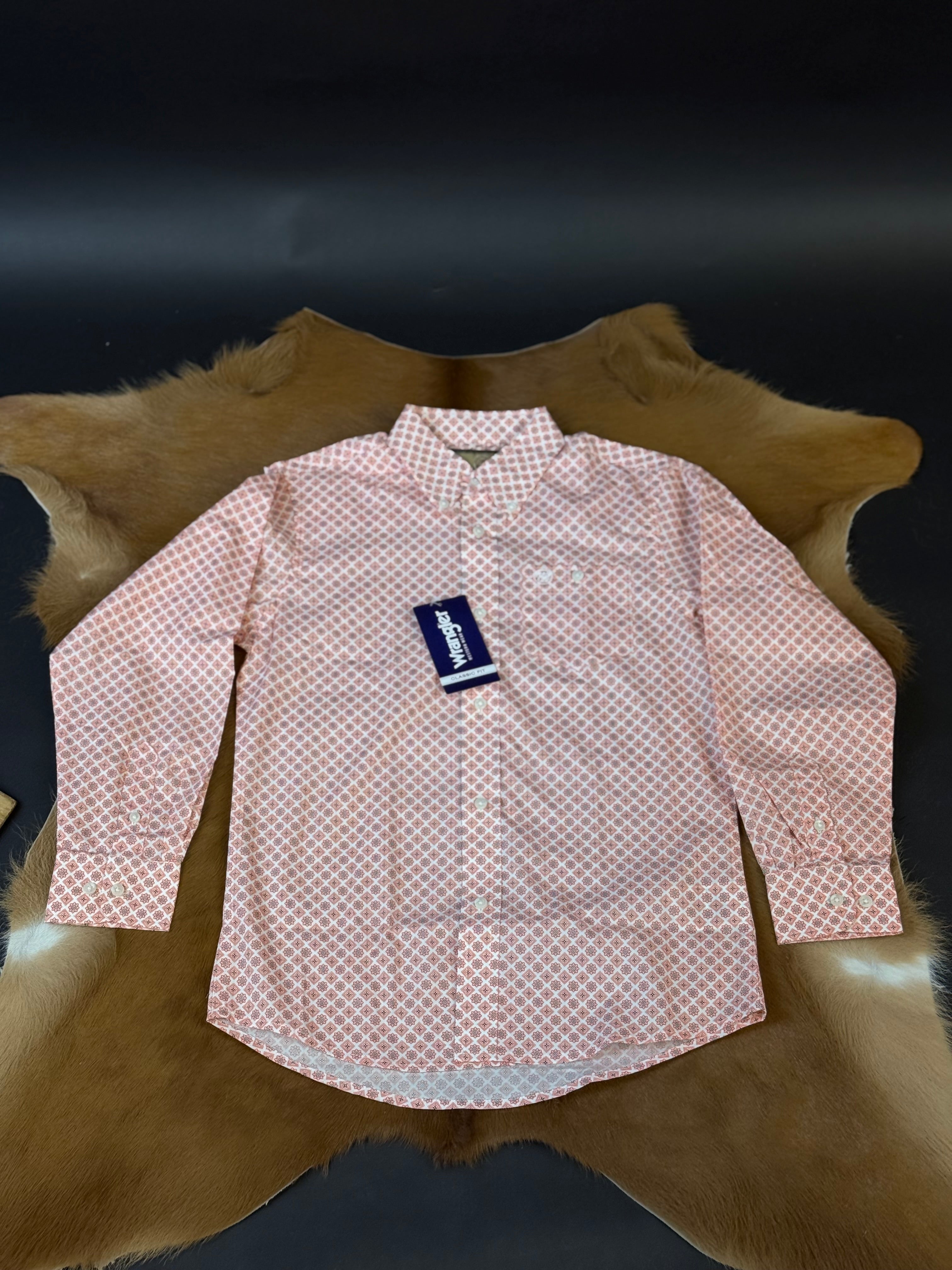 WRANGLER KIDS ORANGE PATTERN LS SHIRT -112346232