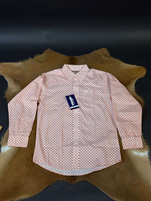 WRANGLER KIDS ORANGE PATTERN LS SHIRT -112346232