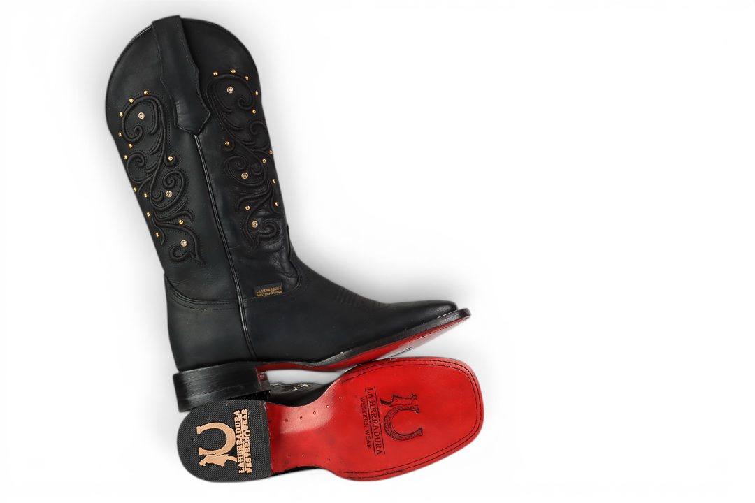 BOTAS DE MUJER LA HERRADURA EMILY NEGRO CRAZY PUNTA CUADRADA